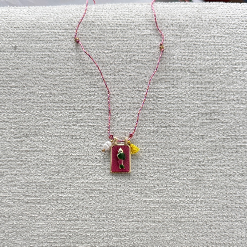 Chic Pink and Gold Necklace with fish 🐠 Pendant